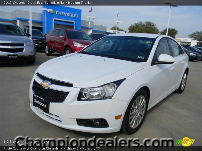 Summit White / Medium Titanium 2012 Chevrolet Cruze Eco