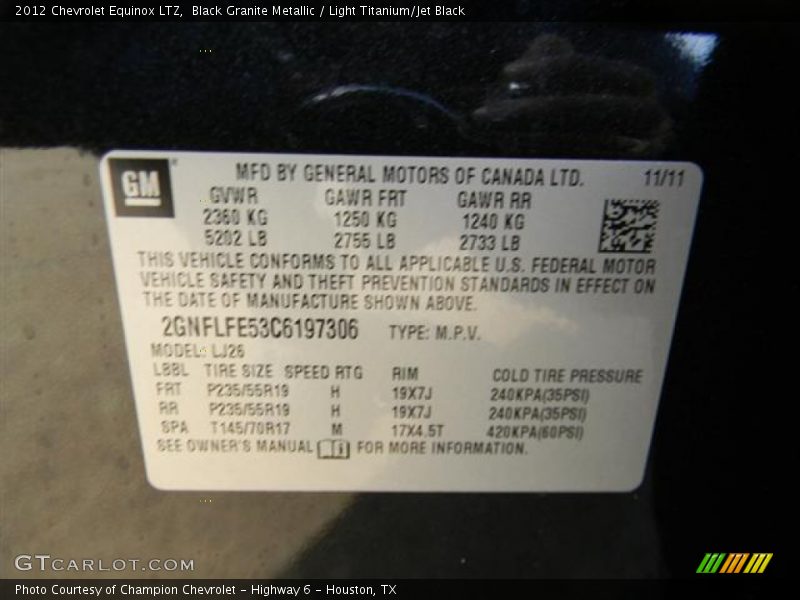Black Granite Metallic / Light Titanium/Jet Black 2012 Chevrolet Equinox LTZ