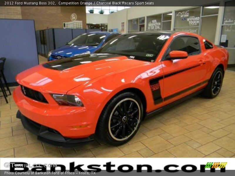 Competition Orange / Charcoal Black Recaro Sport Seats 2012 Ford Mustang Boss 302