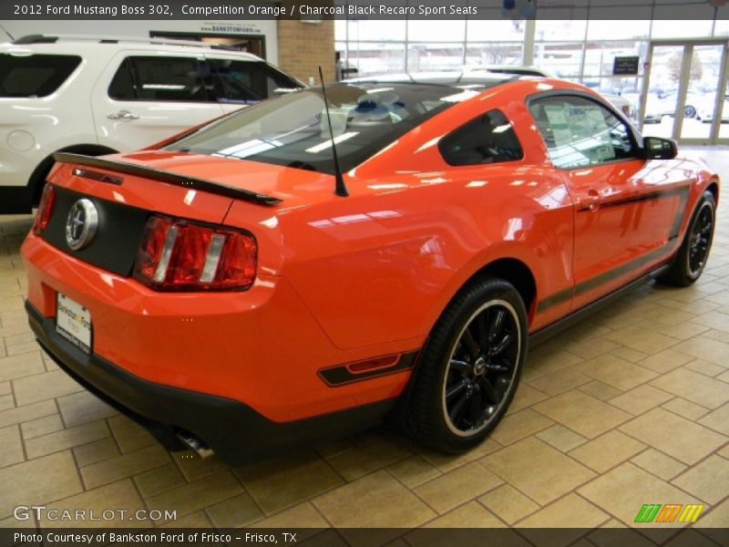 Competition Orange / Charcoal Black Recaro Sport Seats 2012 Ford Mustang Boss 302