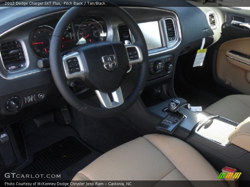 Pitch Black / Tan/Black 2012 Dodge Charger SXT Plus