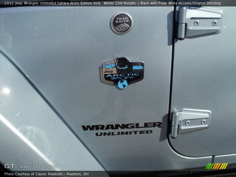 Winter Chill Metallic / Black with Polar White Accents/Orange Stitching 2012 Jeep Wrangler Unlimited Sahara Arctic Edition 4x4