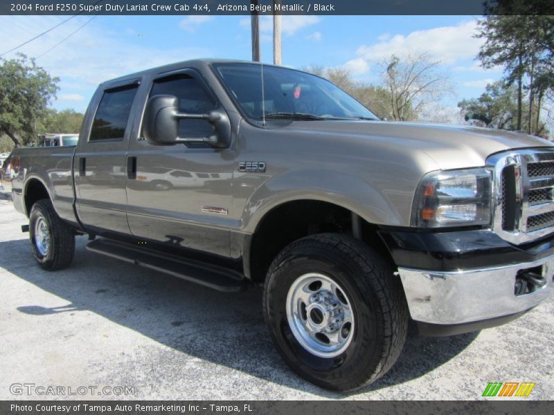 Arizona Beige Metallic / Black 2004 Ford F250 Super Duty Lariat Crew Cab 4x4