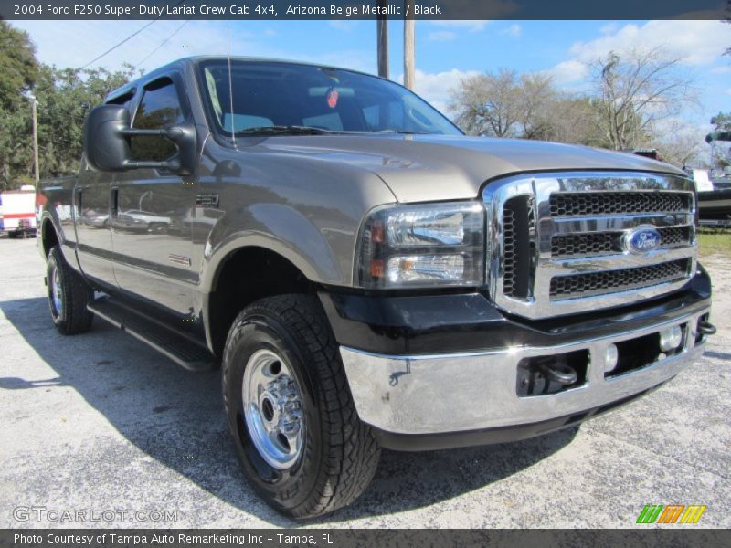 Arizona Beige Metallic / Black 2004 Ford F250 Super Duty Lariat Crew Cab 4x4