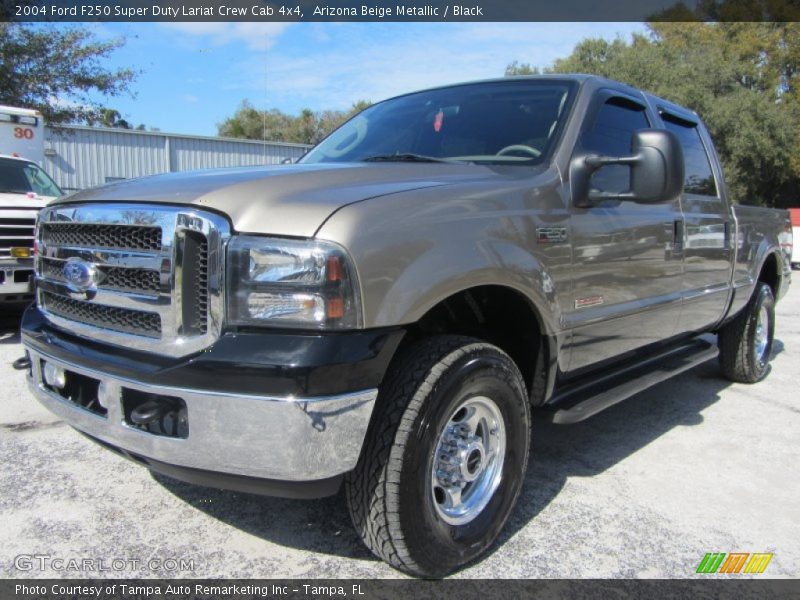 Arizona Beige Metallic / Black 2004 Ford F250 Super Duty Lariat Crew Cab 4x4