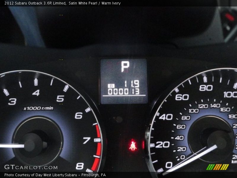 Satin White Pearl / Warm Ivory 2012 Subaru Outback 3.6R Limited