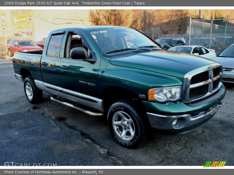 Timberline Green Pearl Coat / Taupe 2004 Dodge Ram 1500 SLT Quad Cab 4x4