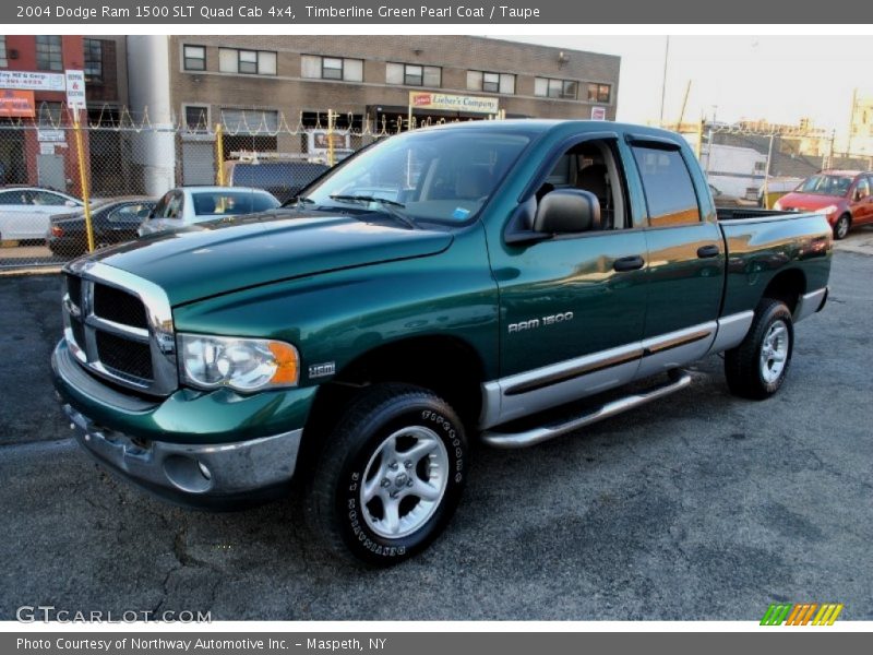 Timberline Green Pearl Coat / Taupe 2004 Dodge Ram 1500 SLT Quad Cab 4x4