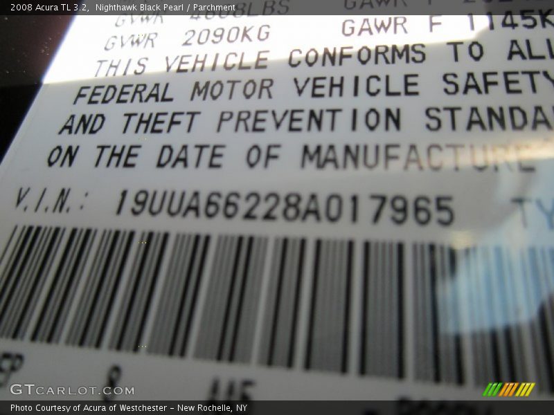 Nighthawk Black Pearl / Parchment 2008 Acura TL 3.2