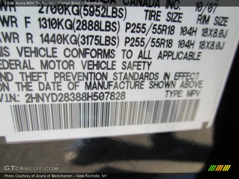 Formal Black / Parchment 2008 Acura MDX Technology