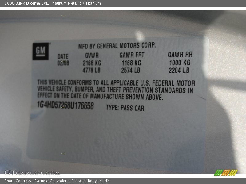 Platinum Metallic / Titanium 2008 Buick Lucerne CXL
