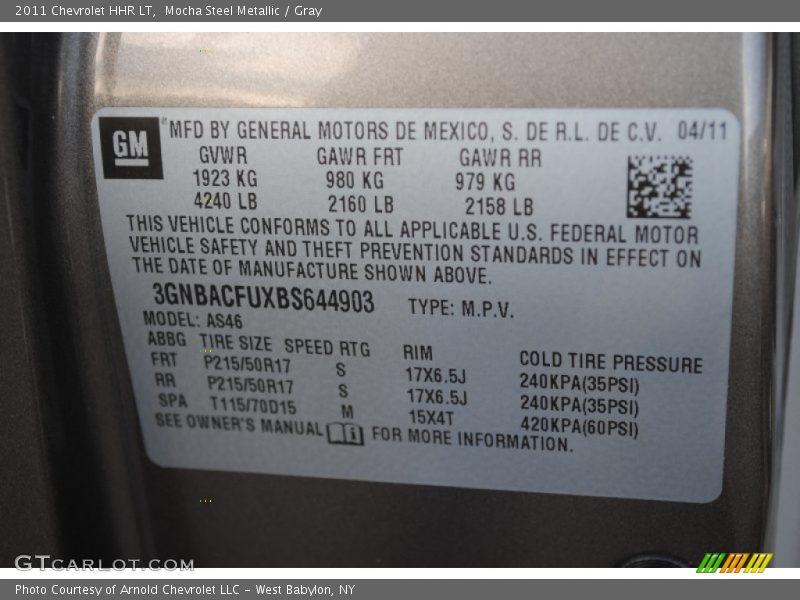 Mocha Steel Metallic / Gray 2011 Chevrolet HHR LT