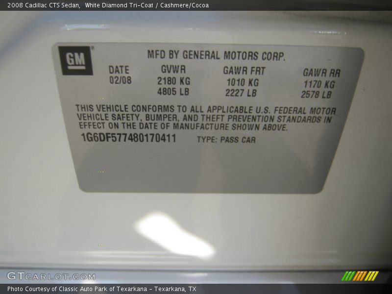 White Diamond Tri-Coat / Cashmere/Cocoa 2008 Cadillac CTS Sedan