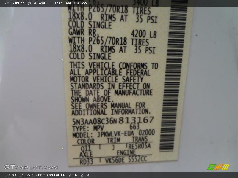 Tuscan Pearl / Willow 2006 Infiniti QX 56 4WD