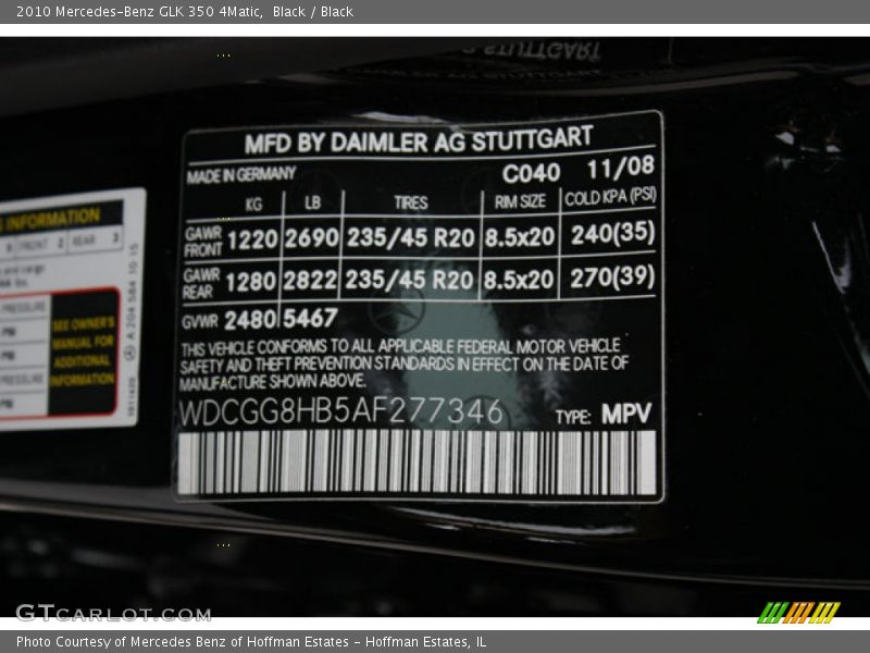 Black / Black 2010 Mercedes-Benz GLK 350 4Matic