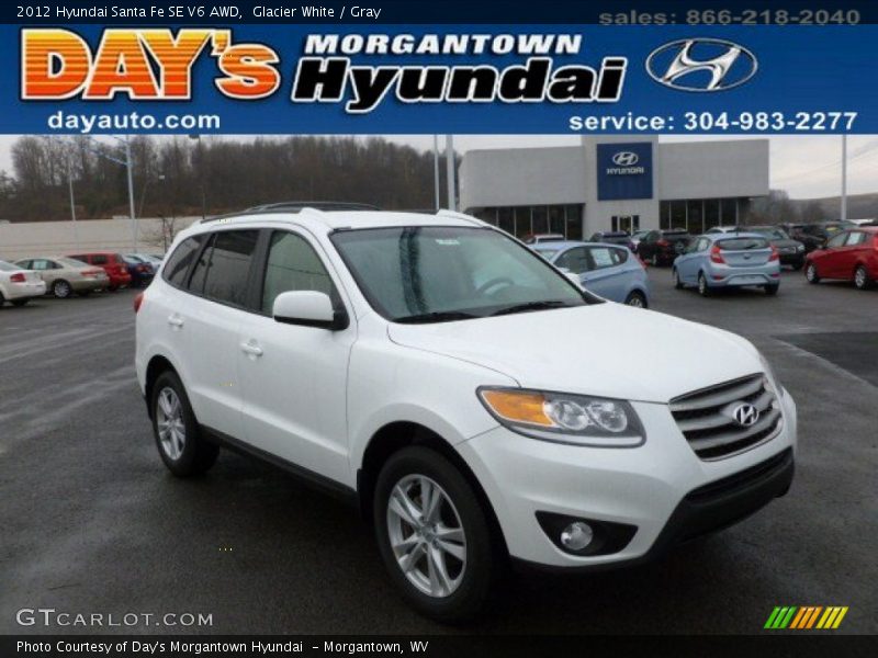 Glacier White / Gray 2012 Hyundai Santa Fe SE V6 AWD