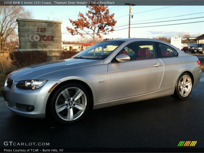 Titanium Silver Metallic / Coral Red/Black 2008 BMW 3 Series 335i Coupe