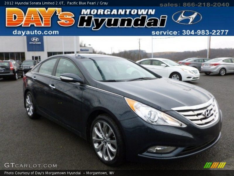 Pacific Blue Pearl / Gray 2012 Hyundai Sonata Limited 2.0T