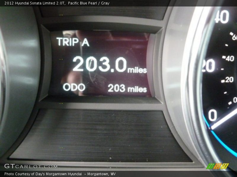Pacific Blue Pearl / Gray 2012 Hyundai Sonata Limited 2.0T