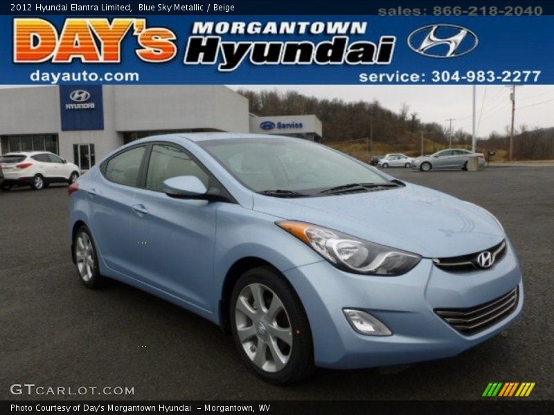 Blue Sky Metallic / Beige 2012 Hyundai Elantra Limited