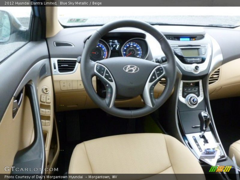 Blue Sky Metallic / Beige 2012 Hyundai Elantra Limited