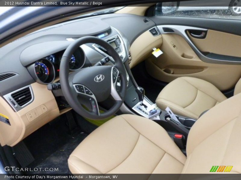 Blue Sky Metallic / Beige 2012 Hyundai Elantra Limited