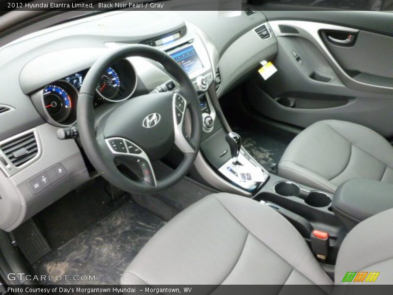 Black Noir Pearl / Gray 2012 Hyundai Elantra Limited