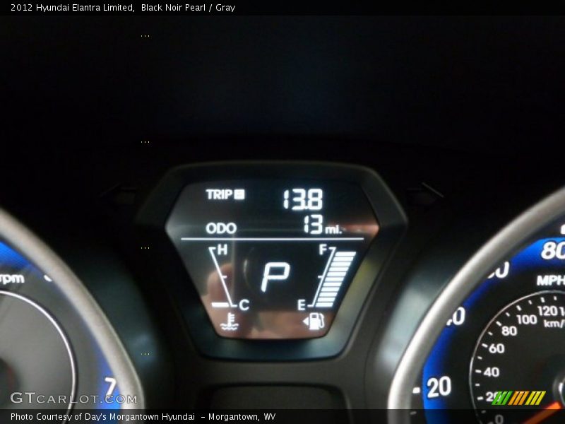 Black Noir Pearl / Gray 2012 Hyundai Elantra Limited