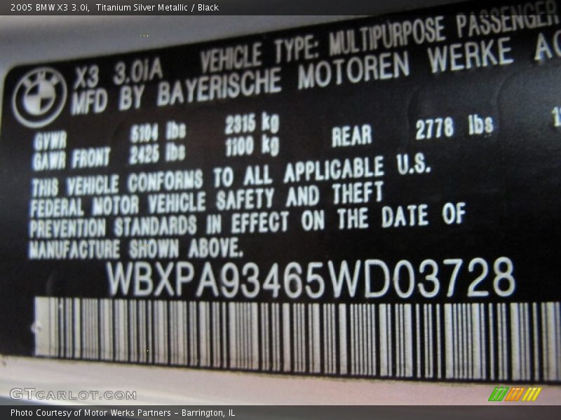 Titanium Silver Metallic / Black 2005 BMW X3 3.0i