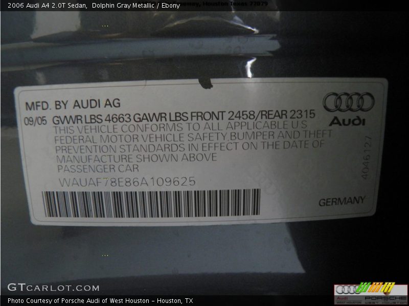 Dolphin Gray Metallic / Ebony 2006 Audi A4 2.0T Sedan