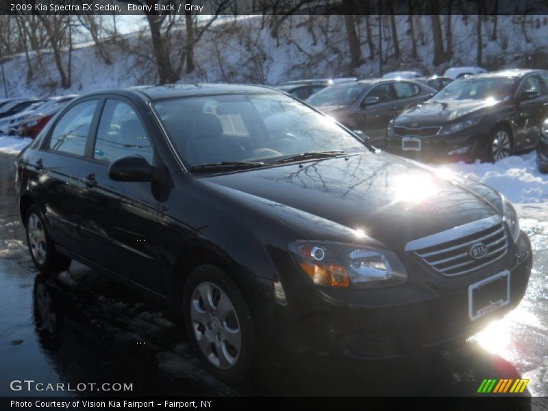 Ebony Black / Gray 2009 Kia Spectra EX Sedan