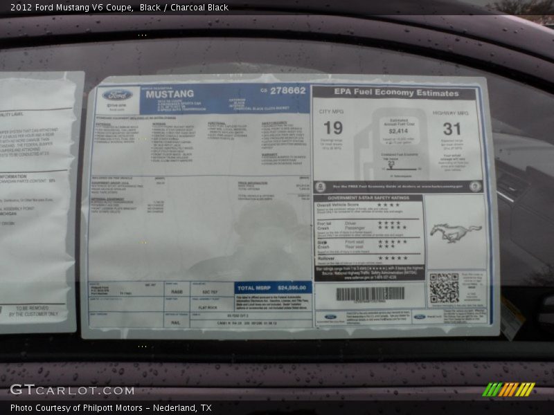 Black / Charcoal Black 2012 Ford Mustang V6 Coupe