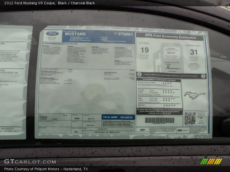 Black / Charcoal Black 2012 Ford Mustang V6 Coupe