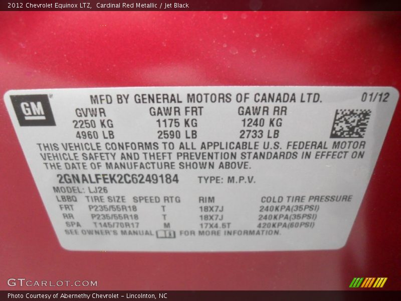 Cardinal Red Metallic / Jet Black 2012 Chevrolet Equinox LTZ