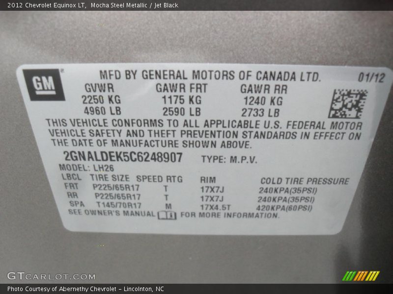 Mocha Steel Metallic / Jet Black 2012 Chevrolet Equinox LT