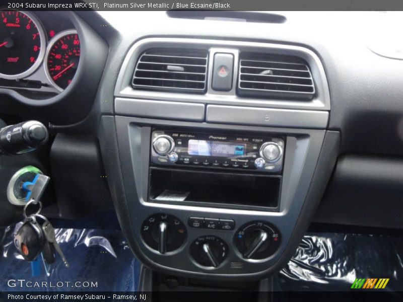 Platinum Silver Metallic / Blue Ecsaine/Black 2004 Subaru Impreza WRX STi