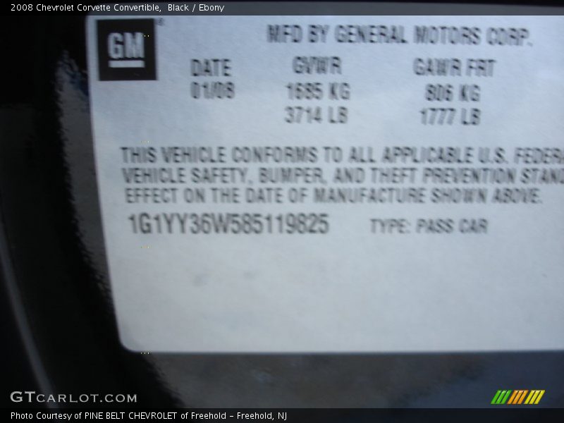Black / Ebony 2008 Chevrolet Corvette Convertible