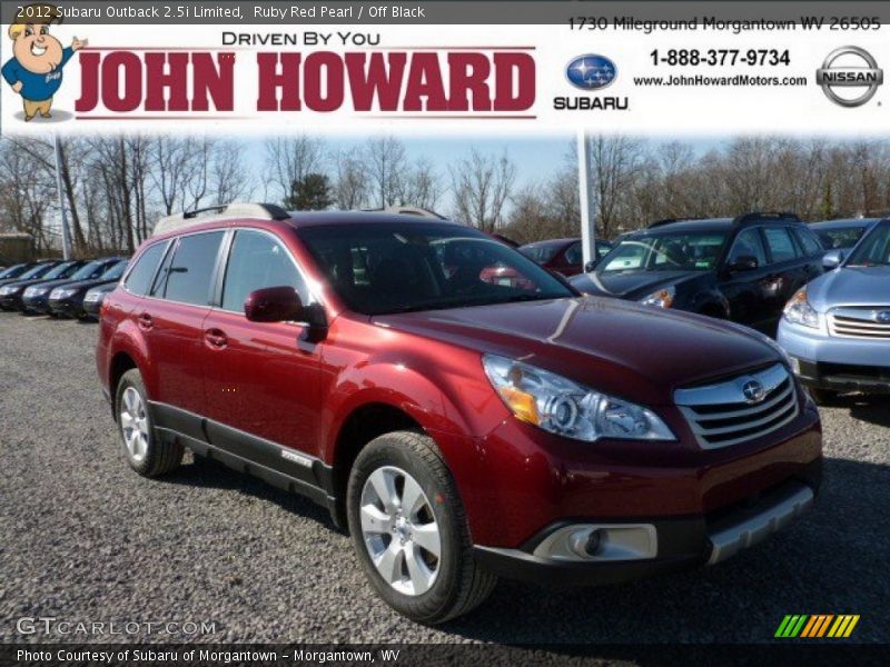 Ruby Red Pearl / Off Black 2012 Subaru Outback 2.5i Limited