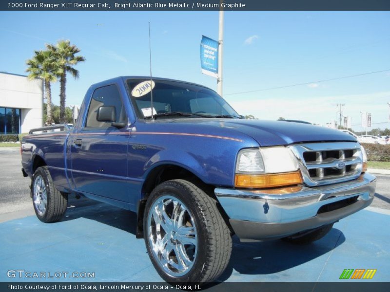 Bright Atlantic Blue Metallic / Medium Graphite 2000 Ford Ranger XLT Regular Cab