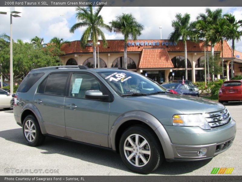 Titanium Green Metallic / Camel 2008 Ford Taurus X SEL