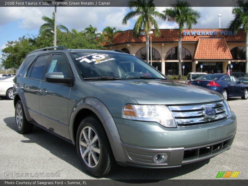 Titanium Green Metallic / Camel 2008 Ford Taurus X SEL