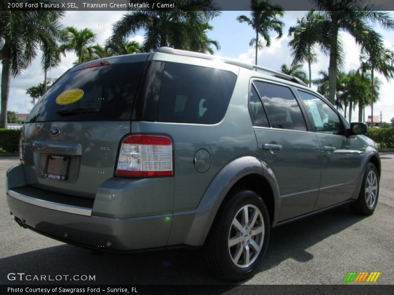 Titanium Green Metallic / Camel 2008 Ford Taurus X SEL