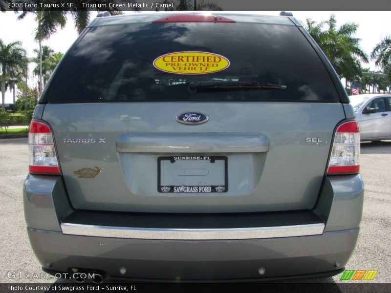 Titanium Green Metallic / Camel 2008 Ford Taurus X SEL