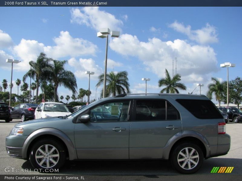 Titanium Green Metallic / Camel 2008 Ford Taurus X SEL