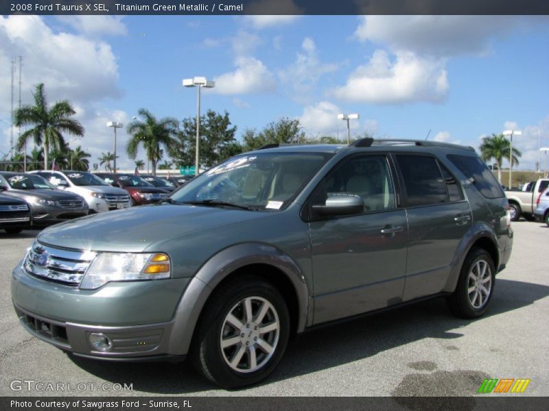 Titanium Green Metallic / Camel 2008 Ford Taurus X SEL