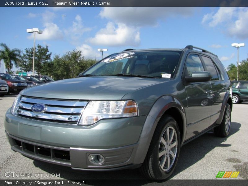 Titanium Green Metallic / Camel 2008 Ford Taurus X SEL