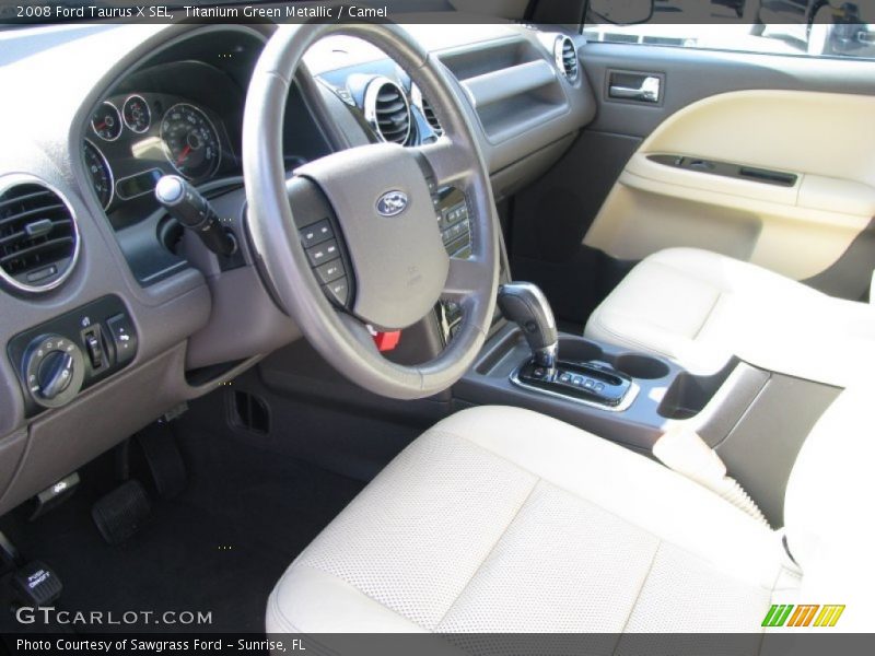 Titanium Green Metallic / Camel 2008 Ford Taurus X SEL