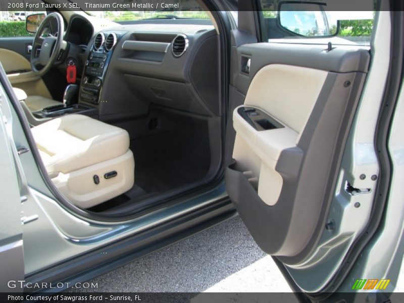 Titanium Green Metallic / Camel 2008 Ford Taurus X SEL