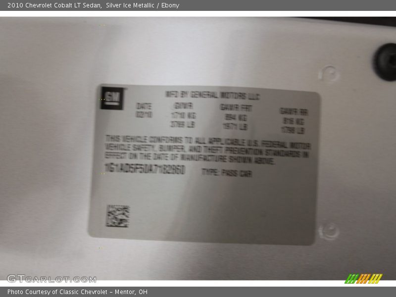 Silver Ice Metallic / Ebony 2010 Chevrolet Cobalt LT Sedan