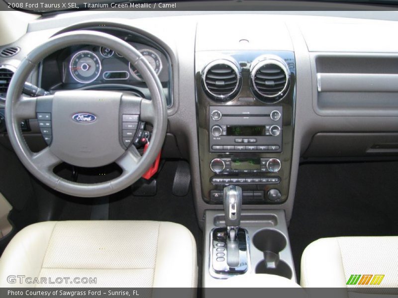 Titanium Green Metallic / Camel 2008 Ford Taurus X SEL